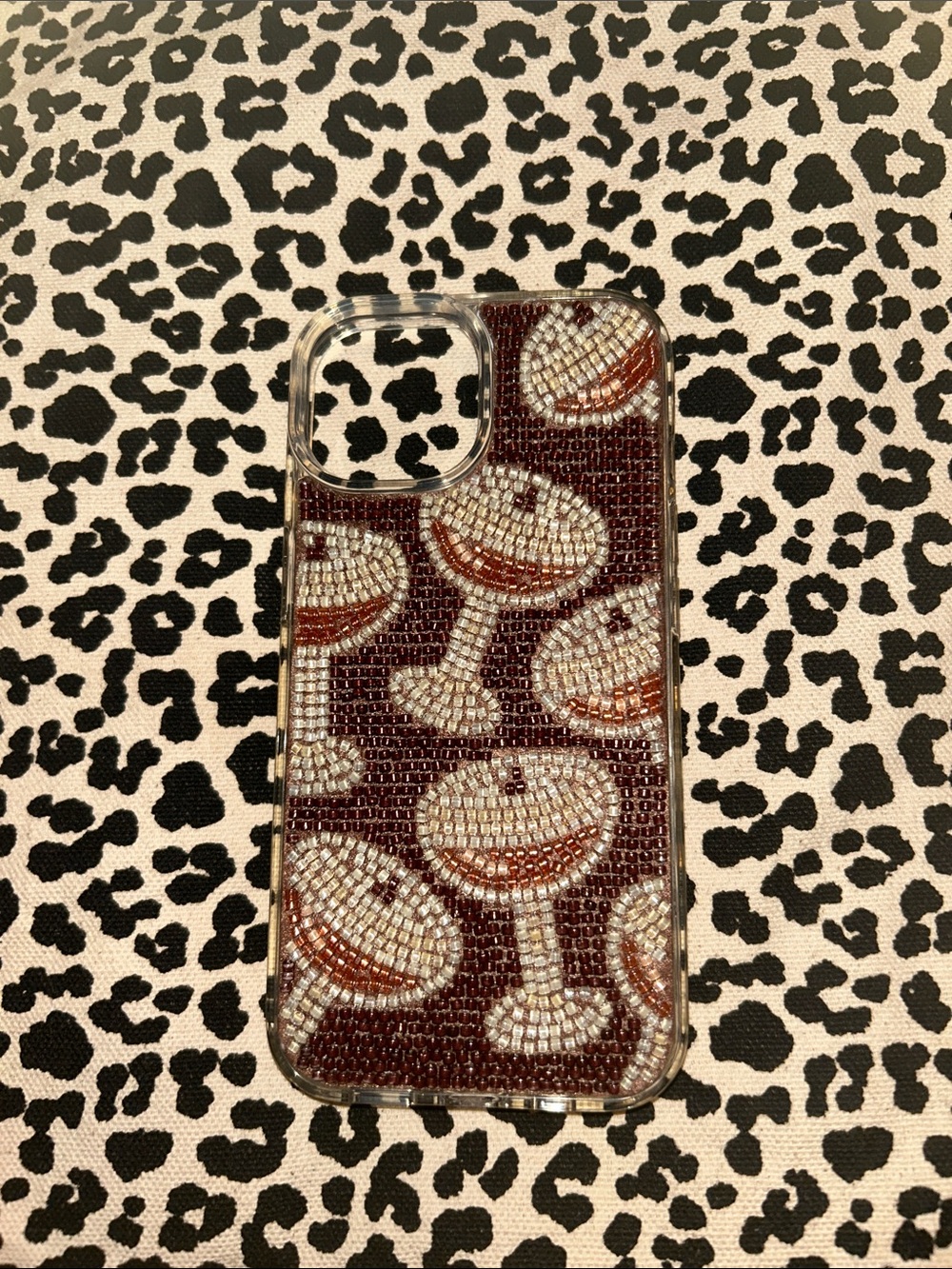 MVMT Brown Bejeweled Wine Glass iPhone Case